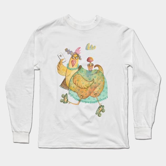 Chicken&Iphone Long Sleeve T-Shirt by kradazhan